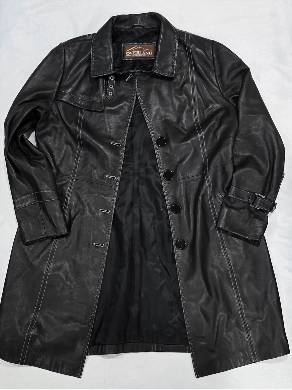 Women’s Black Leather Trench Coat